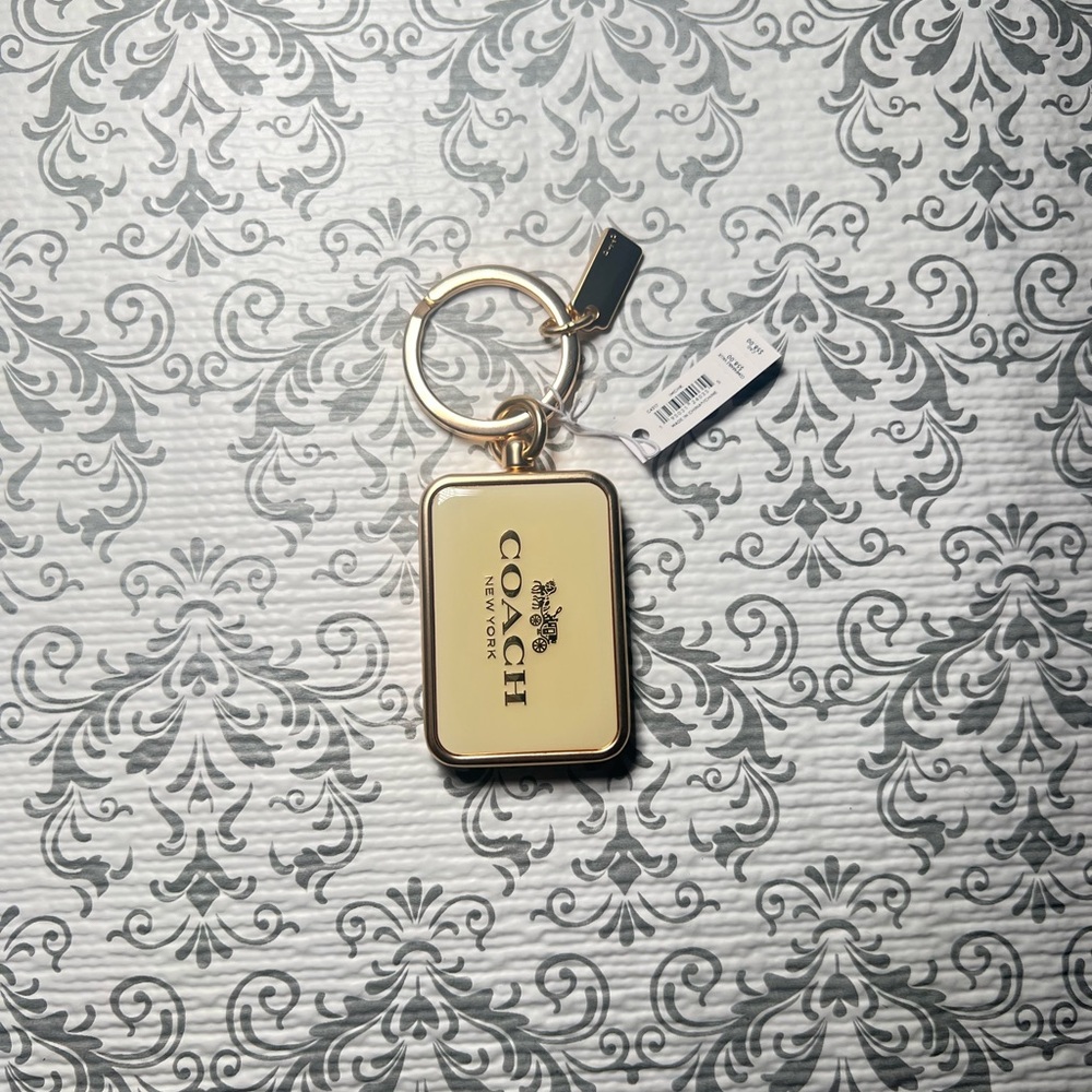 Coach Cream & Gold Keychain